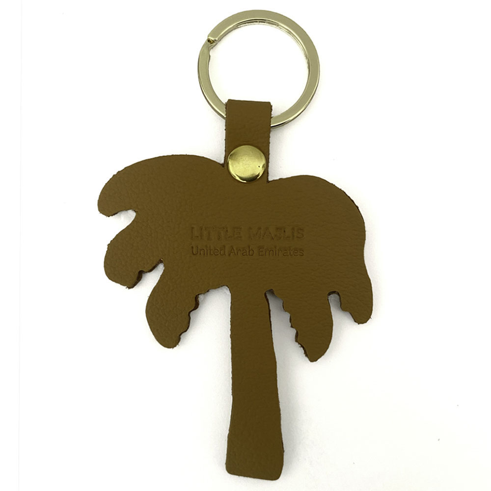 Little Majlis - Camel Leather Key Fob - Palm Tree