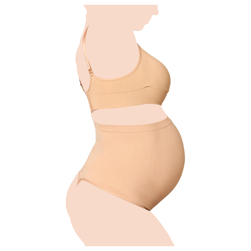 Mums & Bumps - Blanqi - Seamless Maternity Over Belly Support Thong - Nude