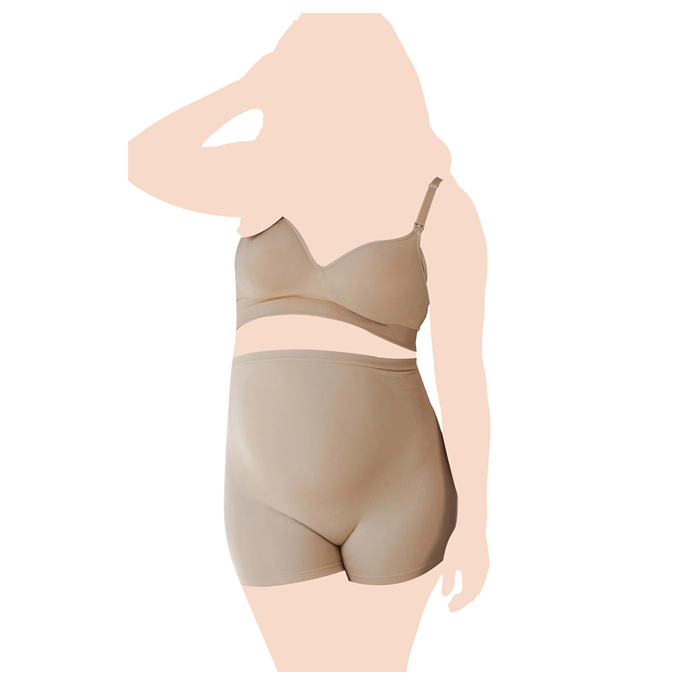Mums & Bumps - Blanqi - Seamless Maternity Over Belly Support Boy shorts - Nude