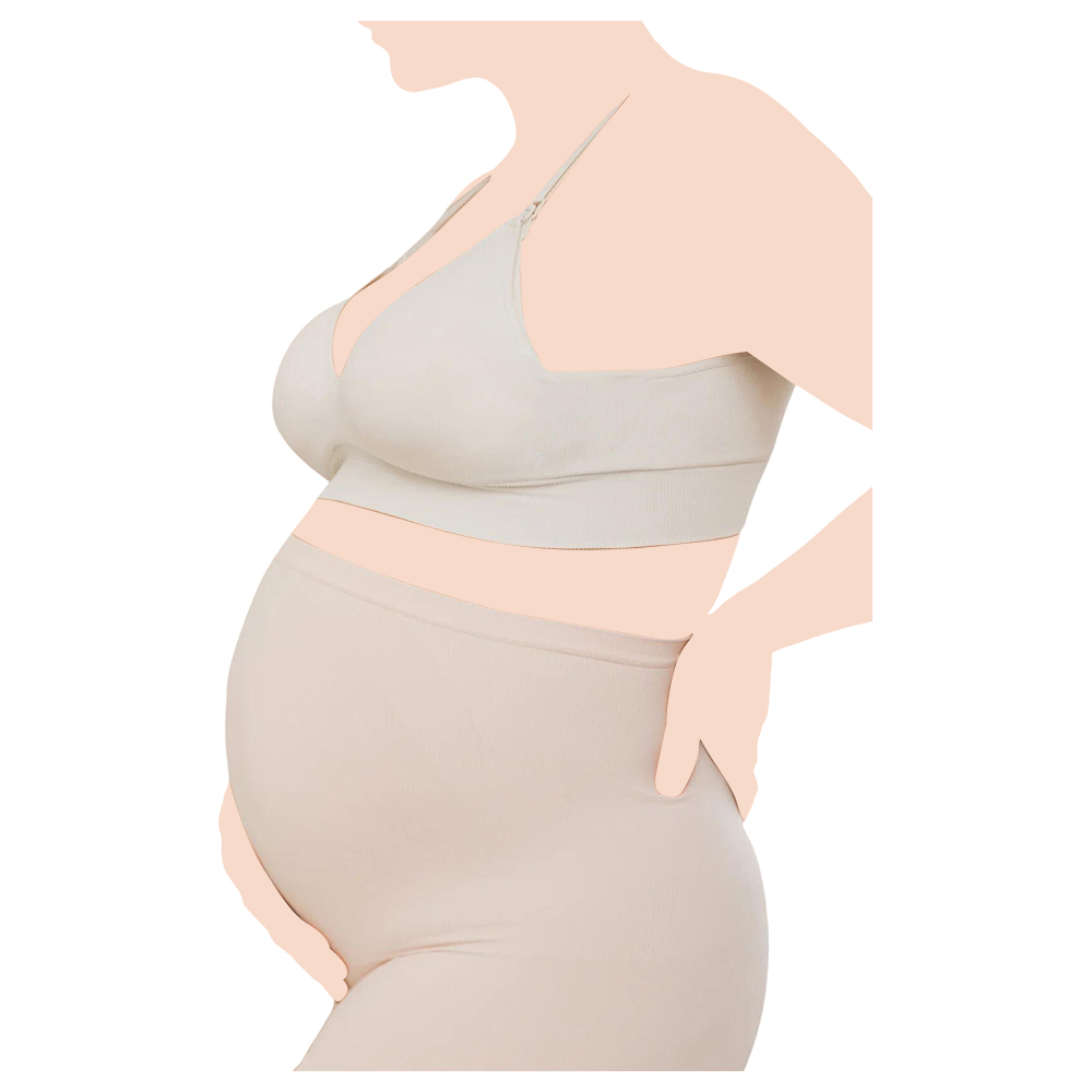 Mums & Bumps - Blanqi - Seamless Maternity Over Belly Support Boy shorts - Pale Peach