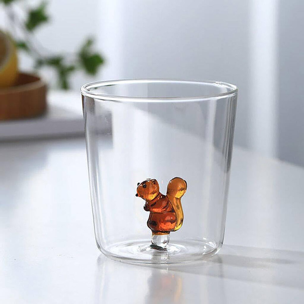 1Chase - Animal Design Borosilicate Glass Cup - Squirrel - 300 ml