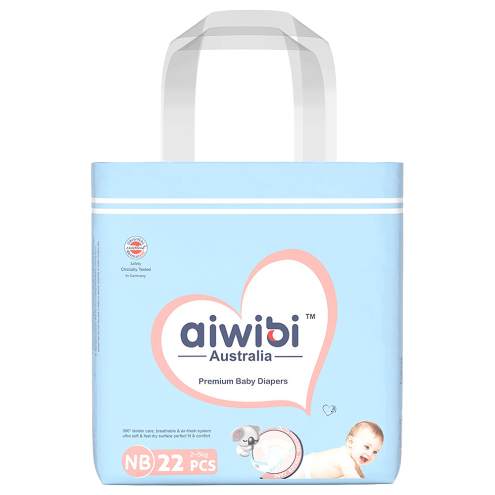 Aiwibi - Newborn Premium Diapers - 2-5 kg - Size 1 - Pack of 3 - 22pcs