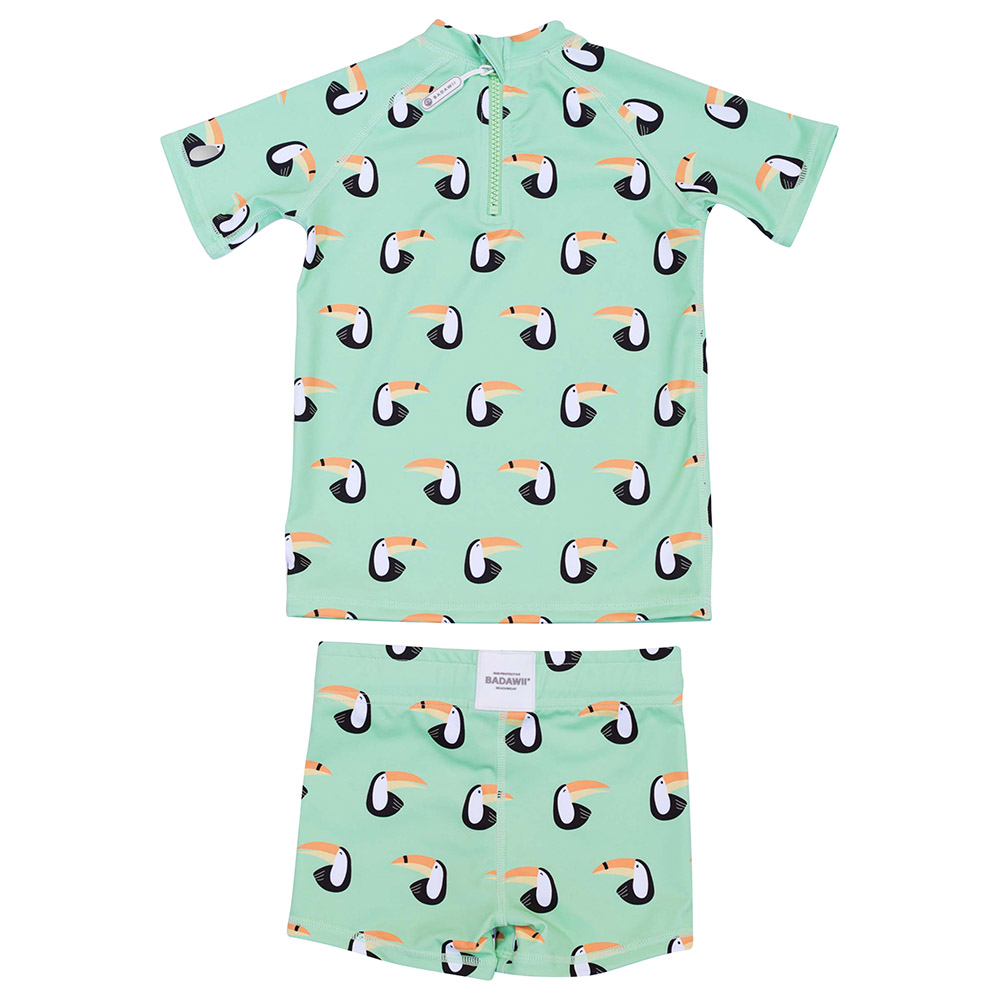 Badawii Beachwear - 2pc-Set - Boy Swim Suit Toucan Paradise - Light Green