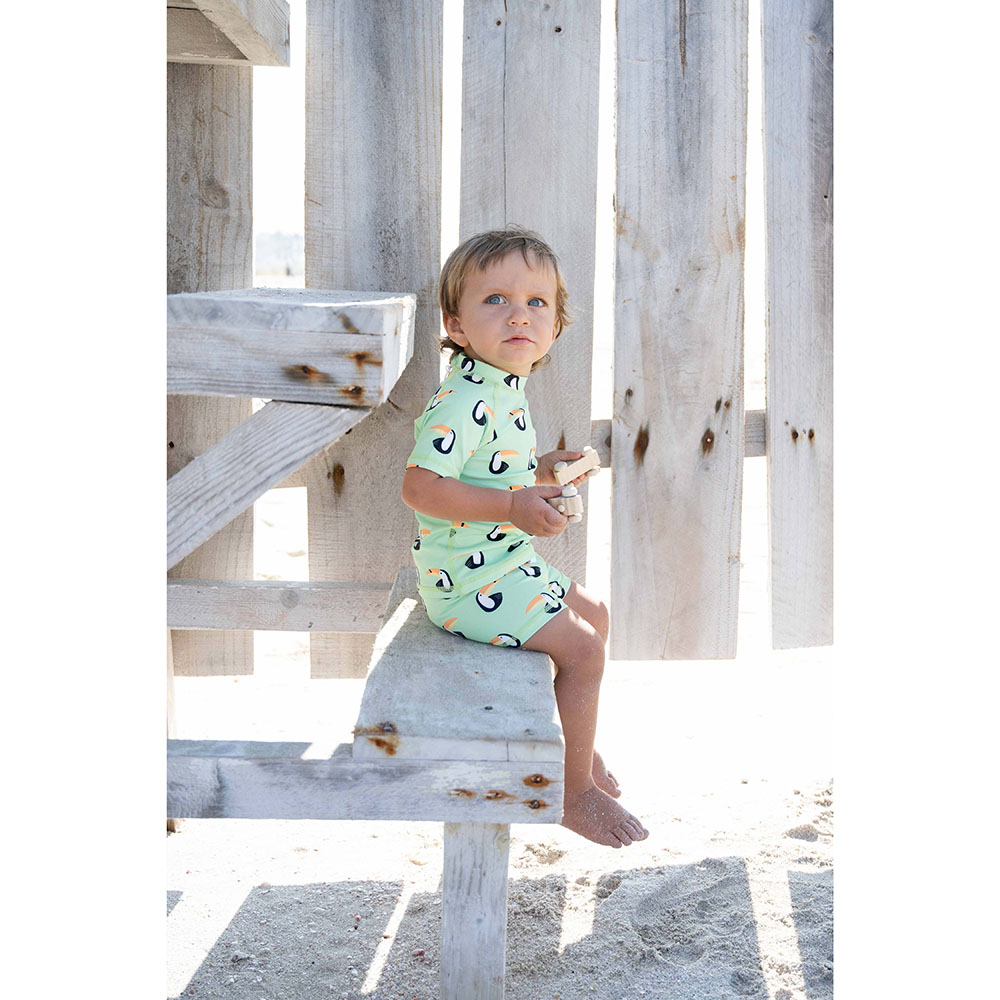 Badawii Beachwear - 2pc-Set - Boy Swim Suit Toucan Paradise - Light Green