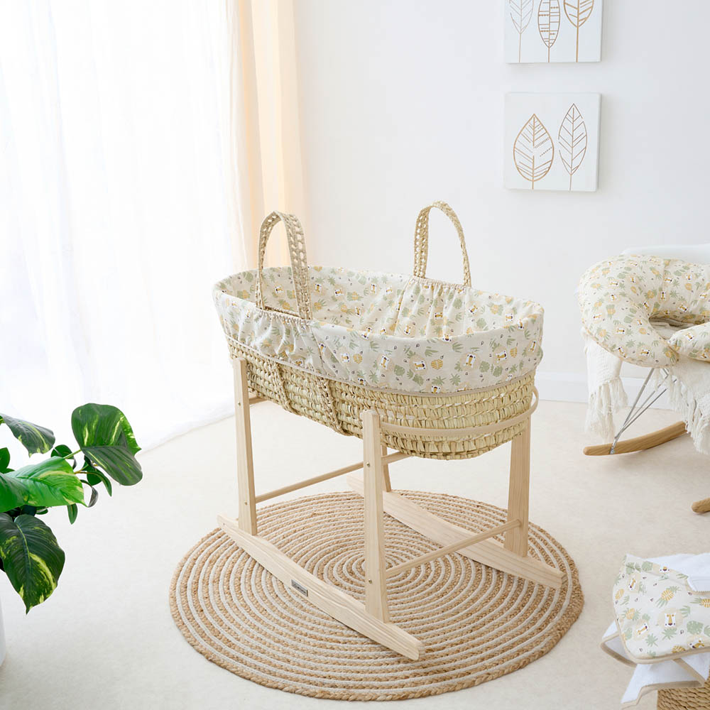 Clair de Lune - Safari Palm Moses Basket - Cream