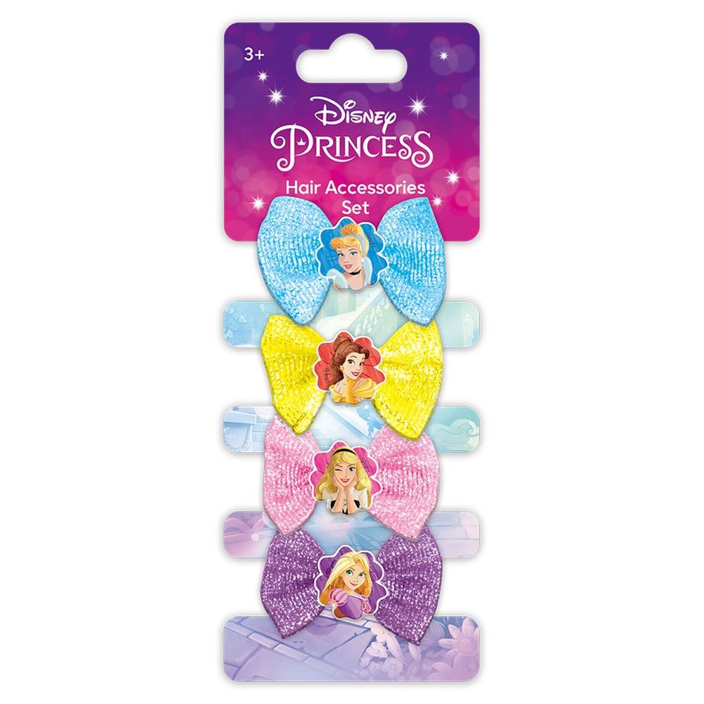 Disney - Girls Princess Hair Bow Clips - 4pcs