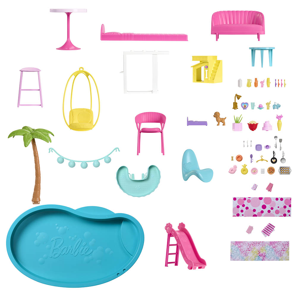 Mattel Games - Barbie Pool Party Doll House 3-Story Slide - 75pcs