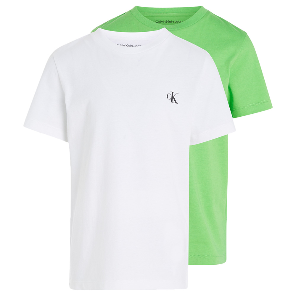 Calvin Klein - 2pc-Set - Boys Monogram T-Shirt - Bright White/Green Freezer
