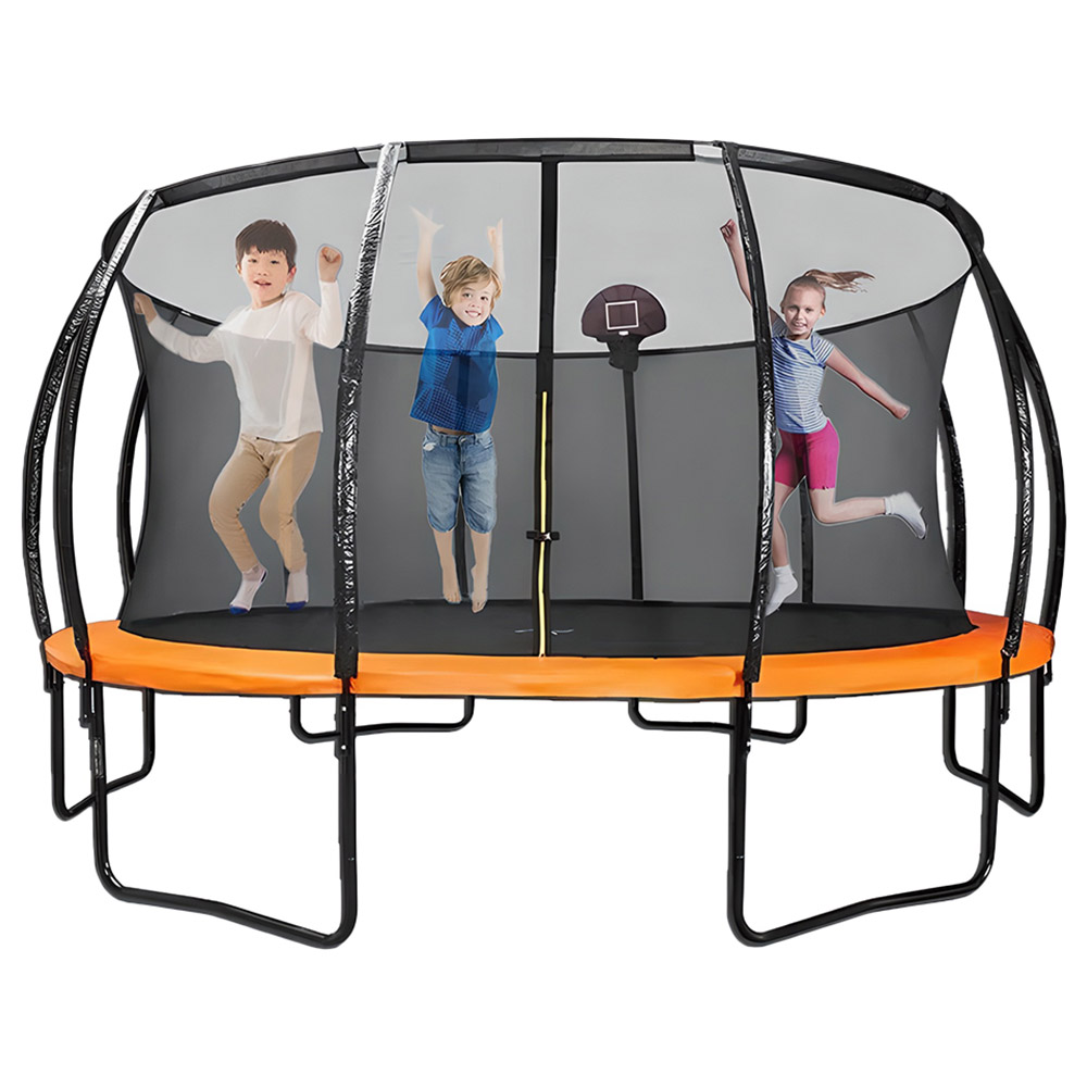 Myts - Trampoline w/ Basket Ball Hoop - Orange - 10ft
