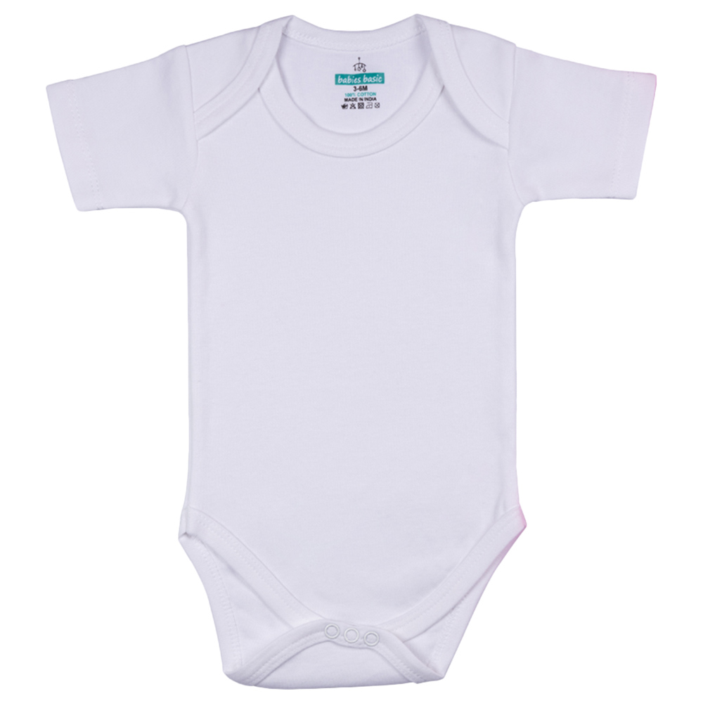 Babies Basic - 6pc-Set - 100% Cotton Short Sleeves Bodysuit - White 