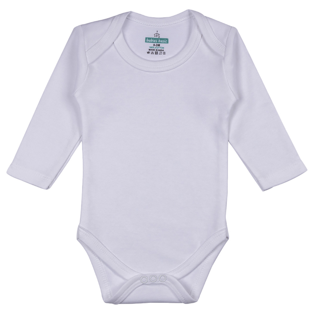 Babies Basic - 6pc-Set - 100% Cotton Long Sleeves Bodysuit - White 