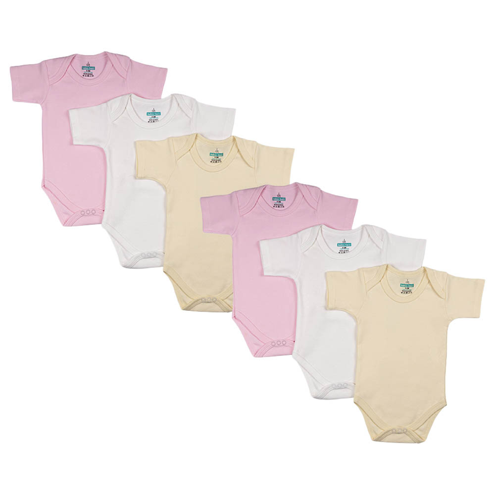 Babies Basic - 6pc-Set - 100% Cotton Girls Short Sleeves Bodysuit