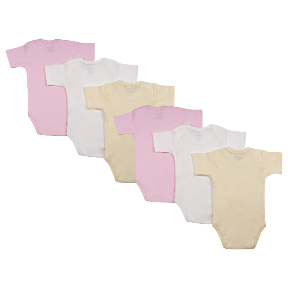 Babies Basic - 6pc-Set - 100% Cotton Girls Short Sleeves Bodysuit