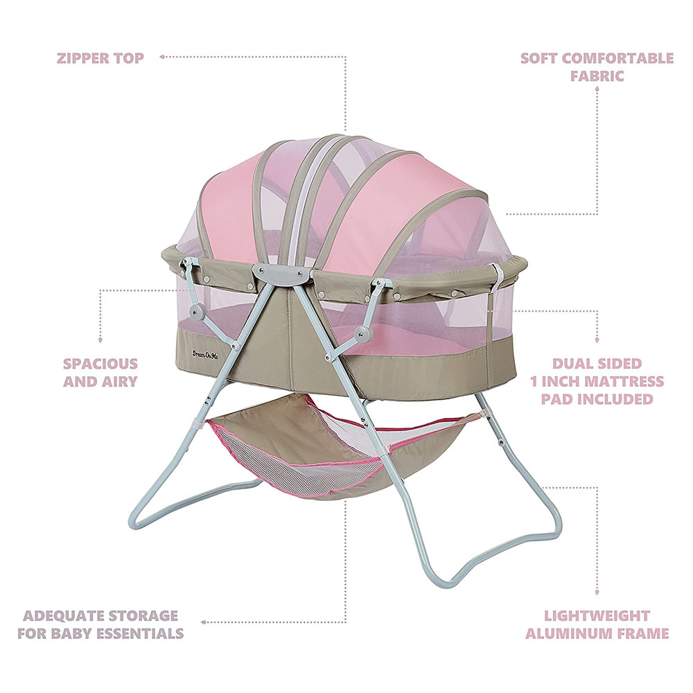 Dream On Me - Karley 3-in-1 Portable Baby Bassinet - Pink & Grey