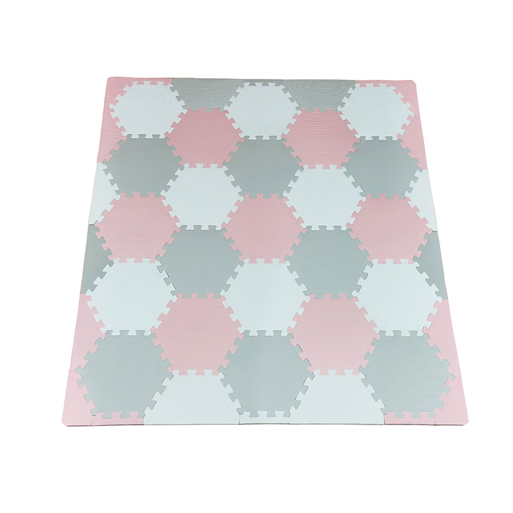 Bumble & Bird - Baby Hexagonal Playmat Tiles - Pink/Grey
